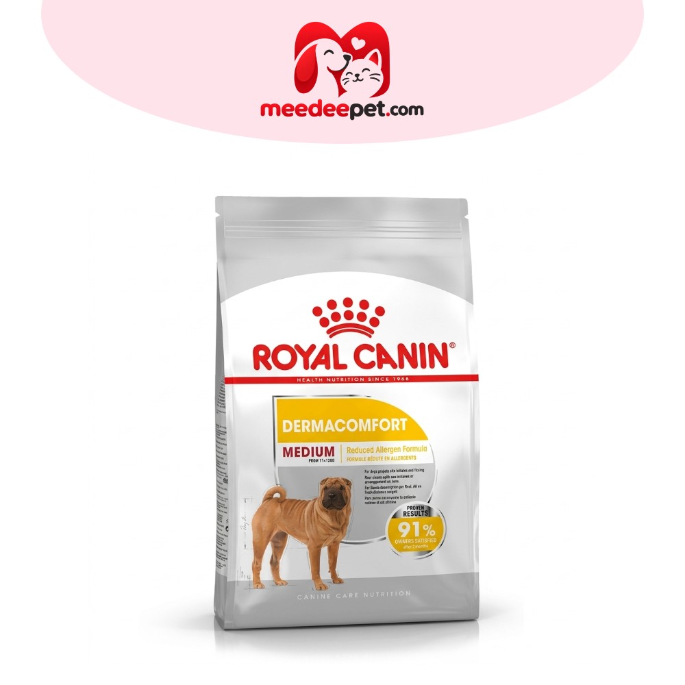 Royal Canin Medium Dermacomfort 3kg อาหารเม็ดสุนัขโต พันธุ์กลาง ผิวแพ้ง่าย อายุ12เดือนขึ้นไป (Dry Dog Food, โรยัล คานิน)