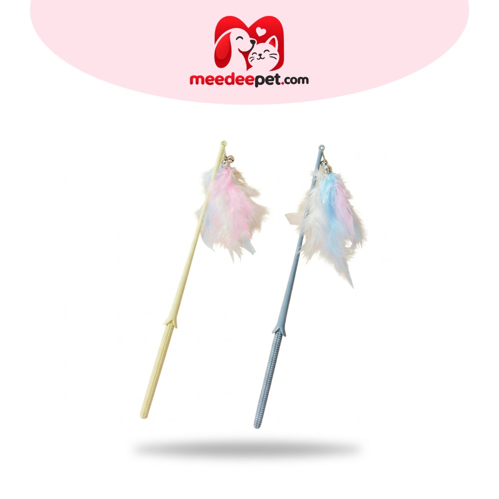 ของเล่นแมวพร้อมขนนกและกระดิ่ง