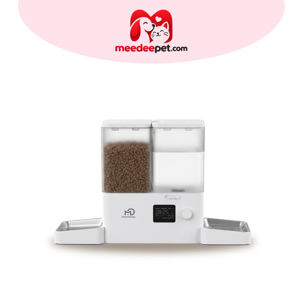 MOMOVIDA รุ่น PTM-30A1 เครื่องให้อาหารและน้ำอัตโนมัติ 2in1 ใช้ WiFi และแอปควบคุม สำหรับสัตว์เลี้ยง สุนัข แมว