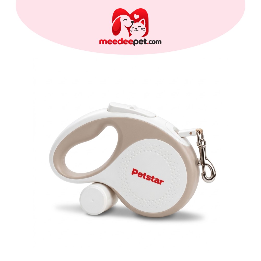 Petstar สายจูงสัตว์เลี้ยง สายจูงสุนัข แมว แบบยืดหดอัตโนมัติ พร้อมไฟ LED และที่เก็บถุงเก็บมูล สายยาว 3/5 เมตร Pet Leash