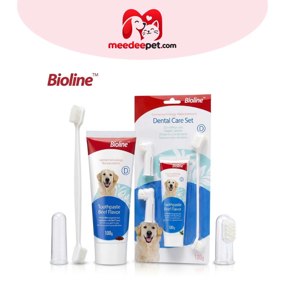 พร้อมส่ง 😺🐶Bioline ชุดแปรงฟันสัตว์เลี้ยง ยาสีฟันหมา ปลอดภัยและกินได้ แปรงฟันหมา แปรงฟันแมว
