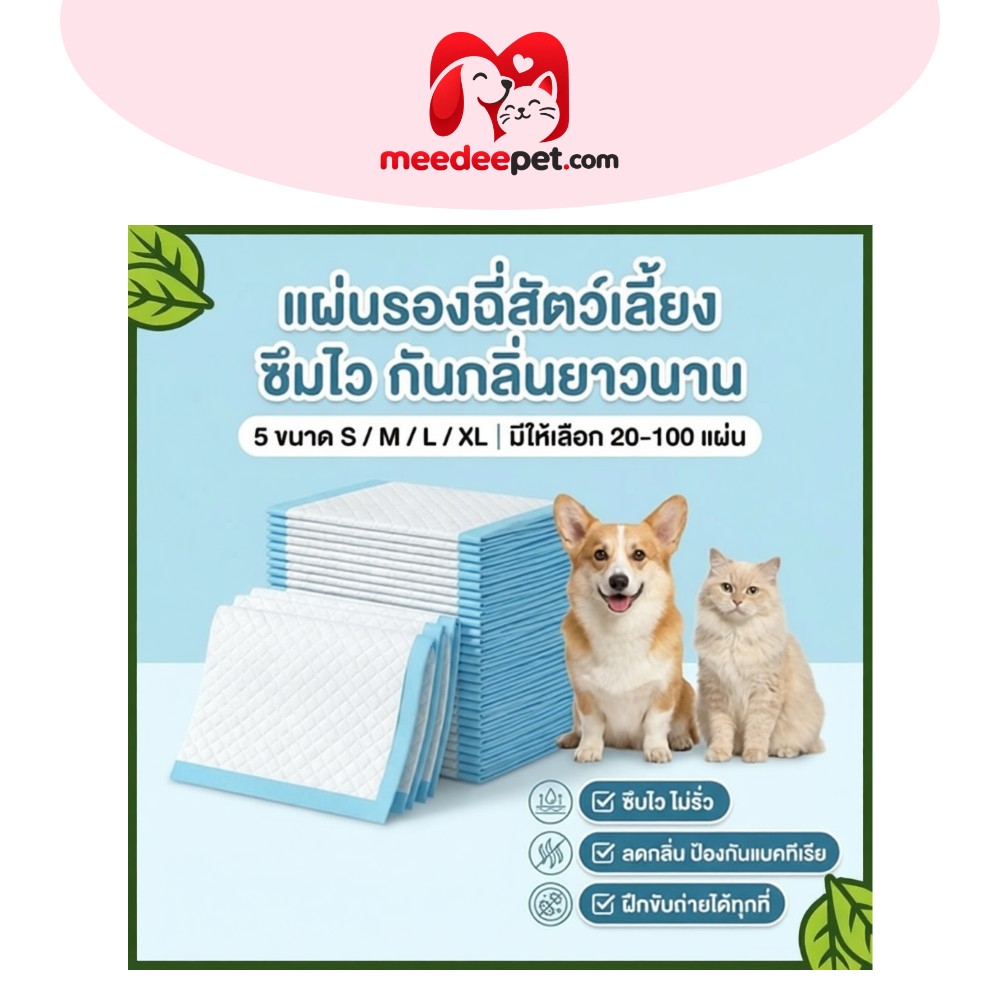 แผ่นรองฉี่สัตว์เลี้ยง ผิวนุ่ม ซึมซับไว แห้งเร็ว ช่วยฝึกขับถ่าย